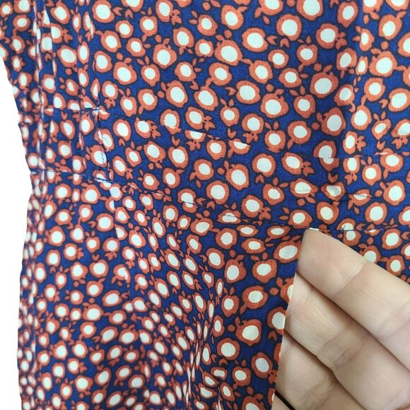 I Love H81 Womens SM Sleeveless Apple Polka Dot Print Dress Blue Red Rayon Lined - Picture 4 of 12